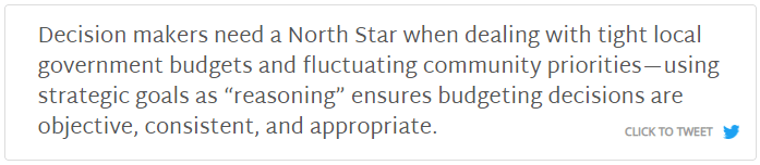 Click to tweet: Using strategic goals as a North Star keeps local government budget decisions objective and consistent