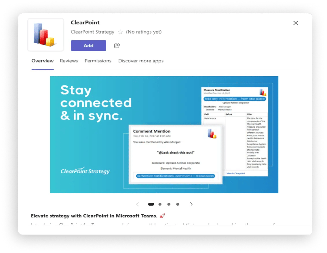 ClearPoint Strategy x Teams integration