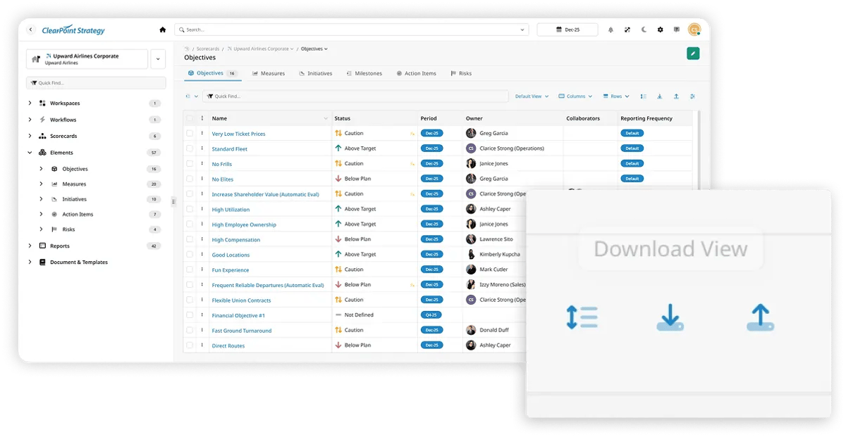 ClearPoint platform new Import/Export feature
