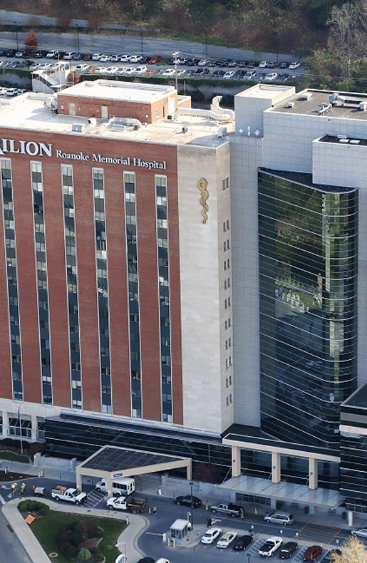 Aerial view of Carilion Roanoke Memorial Hospital