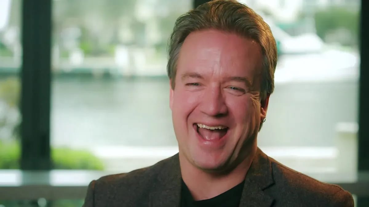 Customer video testimonial: a man laughing during his interview