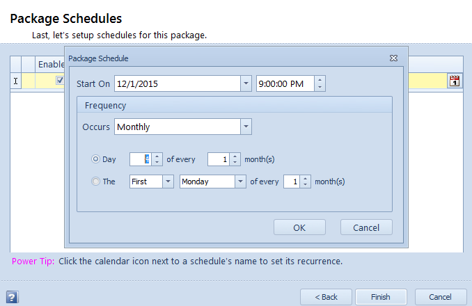 Scheduled package