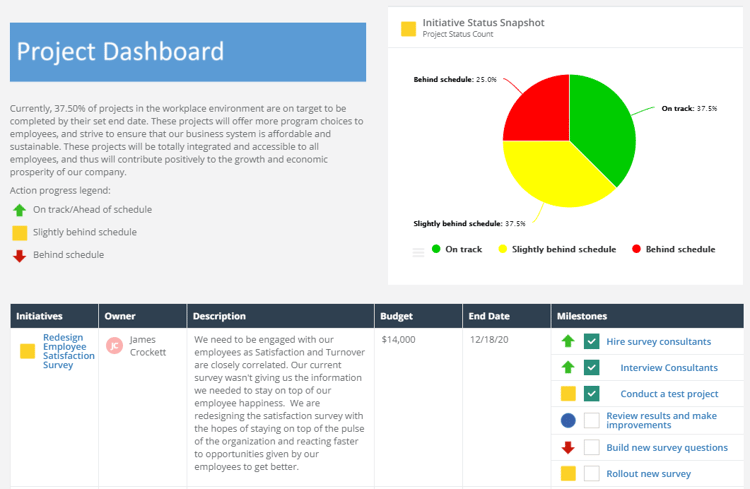 Performance management project dashboard - ClearPoint Strategy