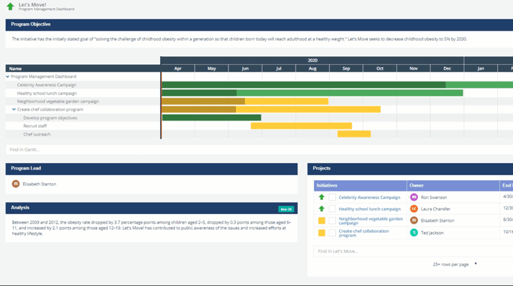 Program management dashboard - ClearPoint Strategy