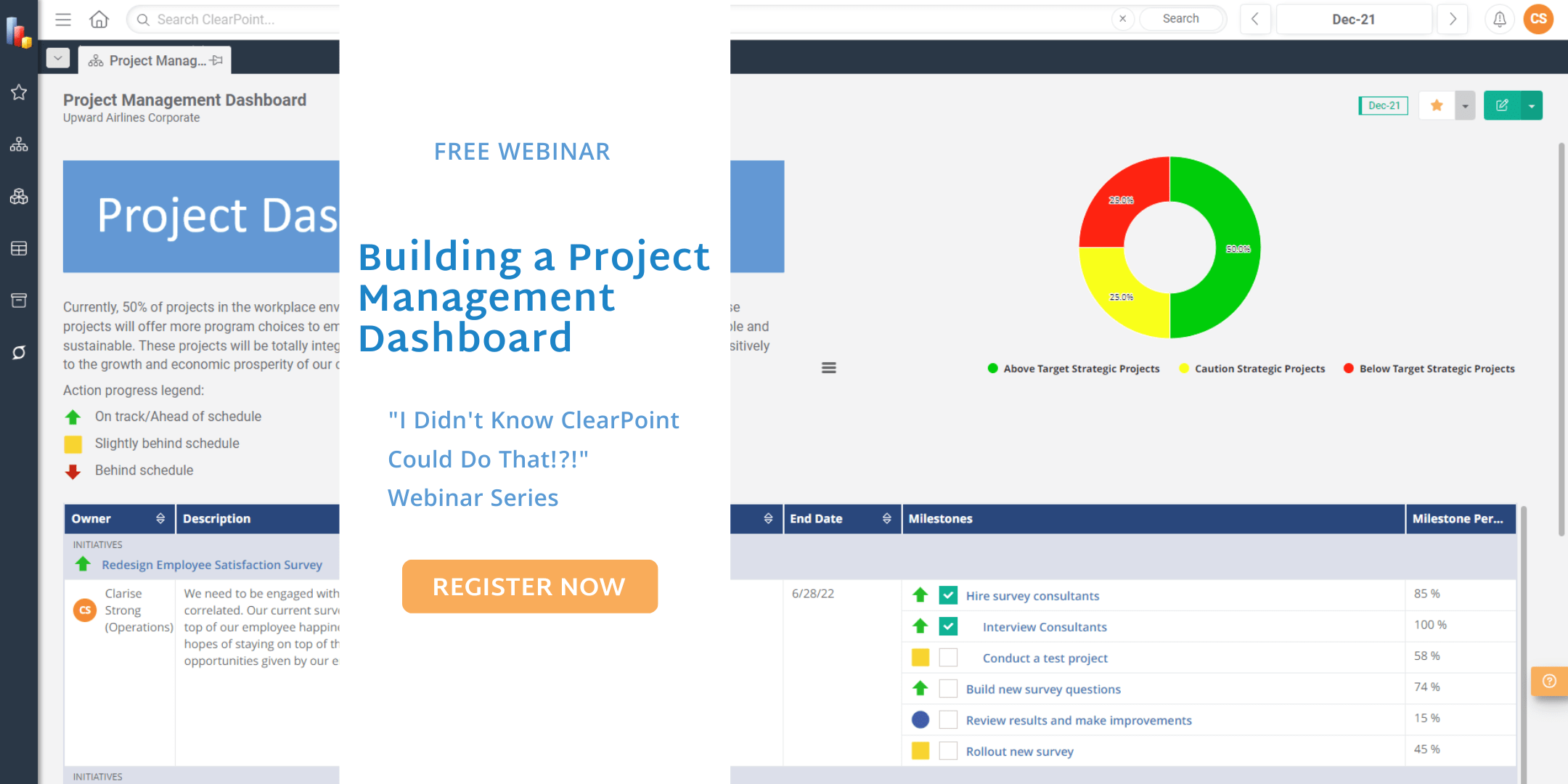 Building a Project Management Dashboard in ClearPoint